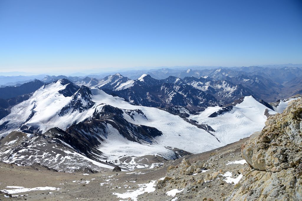 14 View Northwest From Aconcagua Camp 3 Colera With Cerro de los Horcones, Cuerno And Manso In Foreground And Cerro Pan de Azucar, Cerro El Tordillo, Piloto, Alma Blanca Beyond